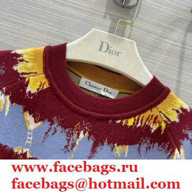 dior burgundy Cotton Denim with Tie  &  Dior Motif Knit sweater 2021